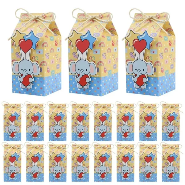 Cajas de cartón con diseño tipo brick para chuches y detalles con motivo de animales de Safari en la jungla, caja de embalaje de regalo para niños y niñas