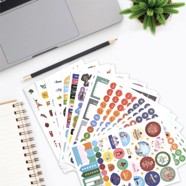 16 hojas y más de 1200 pegatinas de planificación para planificadores, para diario, calendario, fechas estacionales, meses y pegatinas de vacaciones