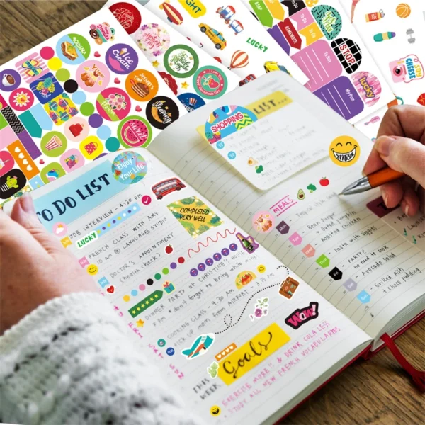 16 hojas y más de 1200 pegatinas de planificación para planificadores, para diario, calendario, fechas estacionales, meses y pegatinas de vacaciones