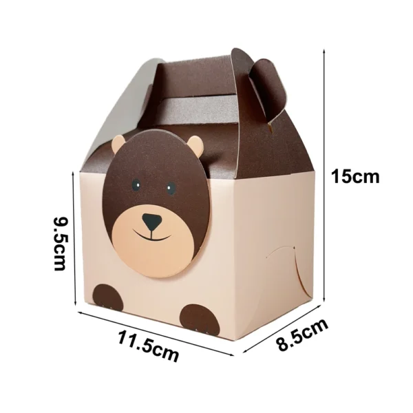 Cajas de cartón para chuches y detalles de regalo con la Temática de Animales de la Selva, 10/20 Piezas, León, Elefante, Cebra, Cajas de Papel grueso.