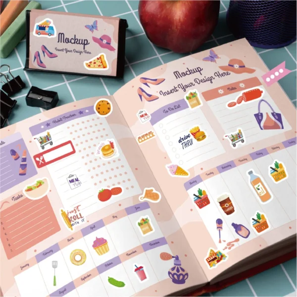 Pegatinas de alimentos, Pegatinas Planificadoras de Comida diaria y compras para planes de alimentación