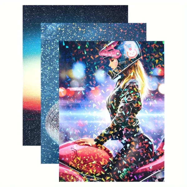 24 hojas de pegatinas holográficas, vinilo transparente autoadhesivo para fotos, imágenes, tarjetas, manualidades DIY (tamaño A4/4 estilos diferentes)