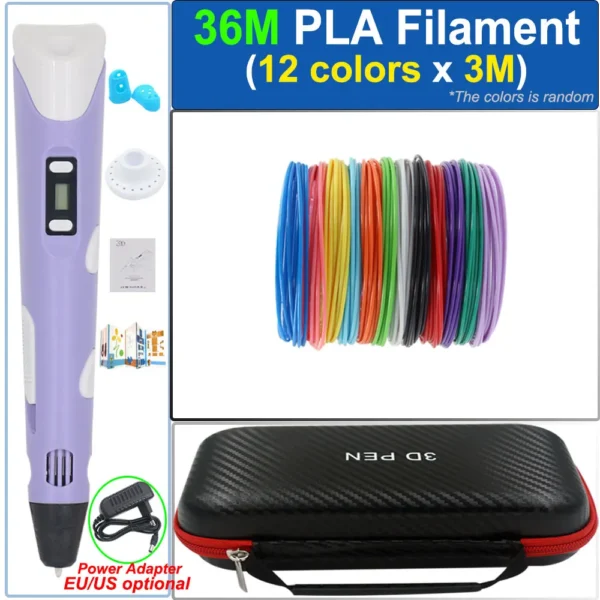 Bolígrafo de impresión 3D para niños con adaptador de corriente de pantalla LCD