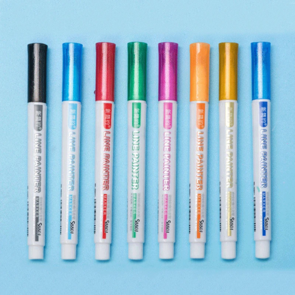 12 Color Double Line Outline Art Pen Marker Pen DIY Graffiti Outline Marker Pen Highlighter Scrapbook Bullet Diary Poster Card