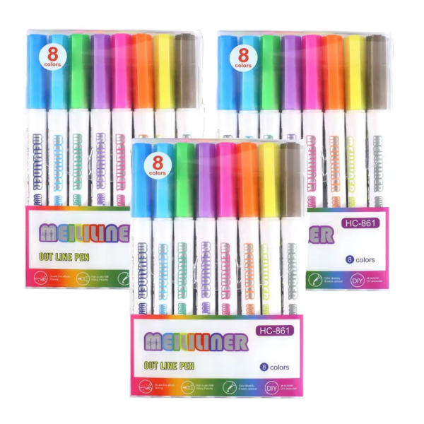 12 Color Double Line Outline Art Pen Marker Pen DIY Graffiti Outline Marker Pen Highlighter Scrapbook Bullet Diary Poster Card