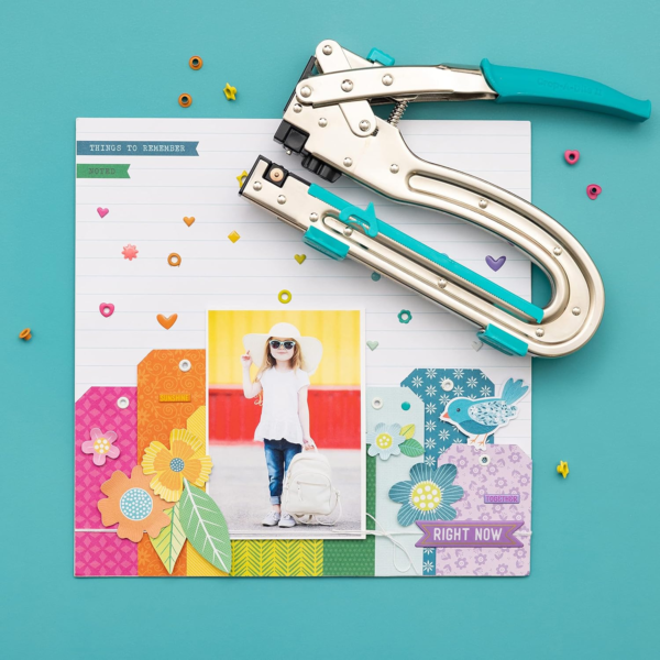 We R Memory Keepers Crop-A-Dile II Big Bite Punch Azul Herramienta Para Agregar Ojales Y Adornos a Proyectos DIY De Manualidades