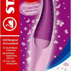 STABILO - Roller Ergonómico Para Zurdos - Easyoriginal 3D Dreamworld | Rosa, Azul Borrable, Incl. Cartucho, Blíster