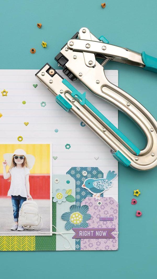We R Memory Keepers Crop-A-Dile II Big Bite Punch Azul Herramienta Para Agregar Ojales Y Adornos a Proyectos DIY De Manualidades