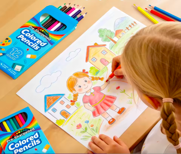 Lápices de Colores preafilados en 12 Colores para niños y niñas, Material Escolar