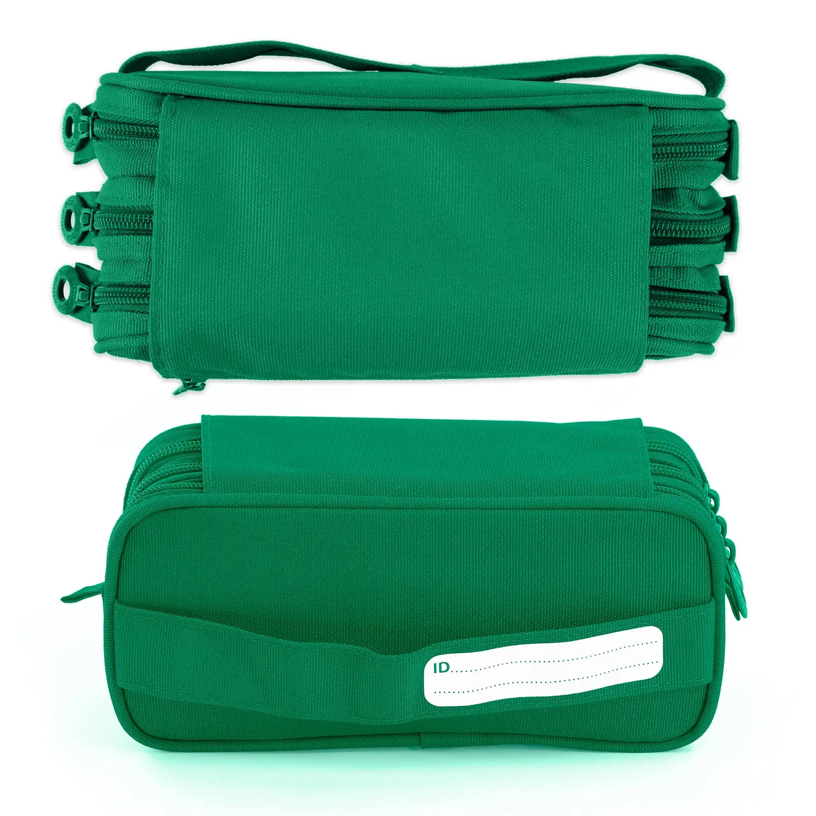 Estuche Escolar Triple Portatodo de Alta Capacidad con Tres Cremalleras. Verde - Imagen 4