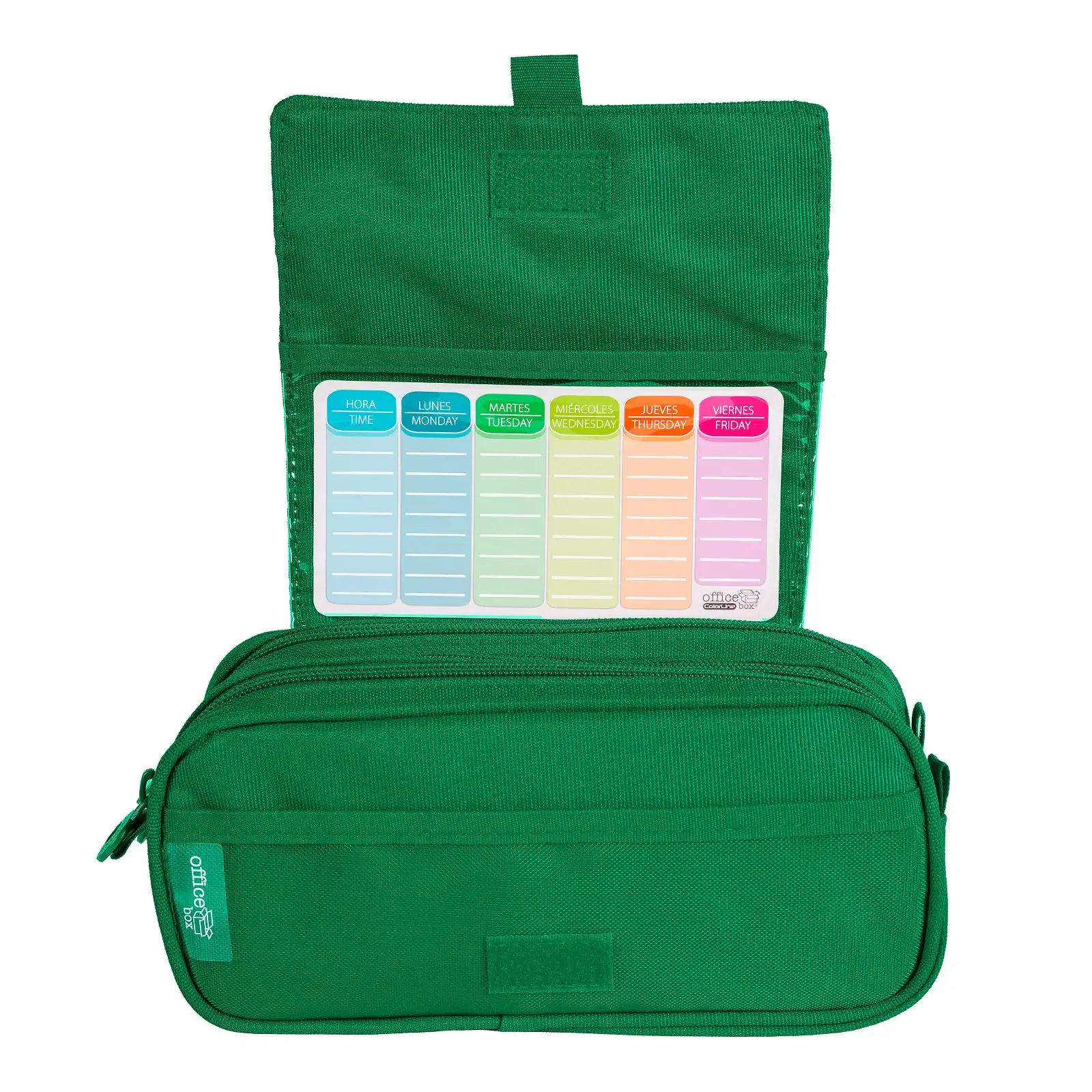 Estuche Escolar Triple Portatodo de Alta Capacidad con Tres Cremalleras. Verde - Imagen 3