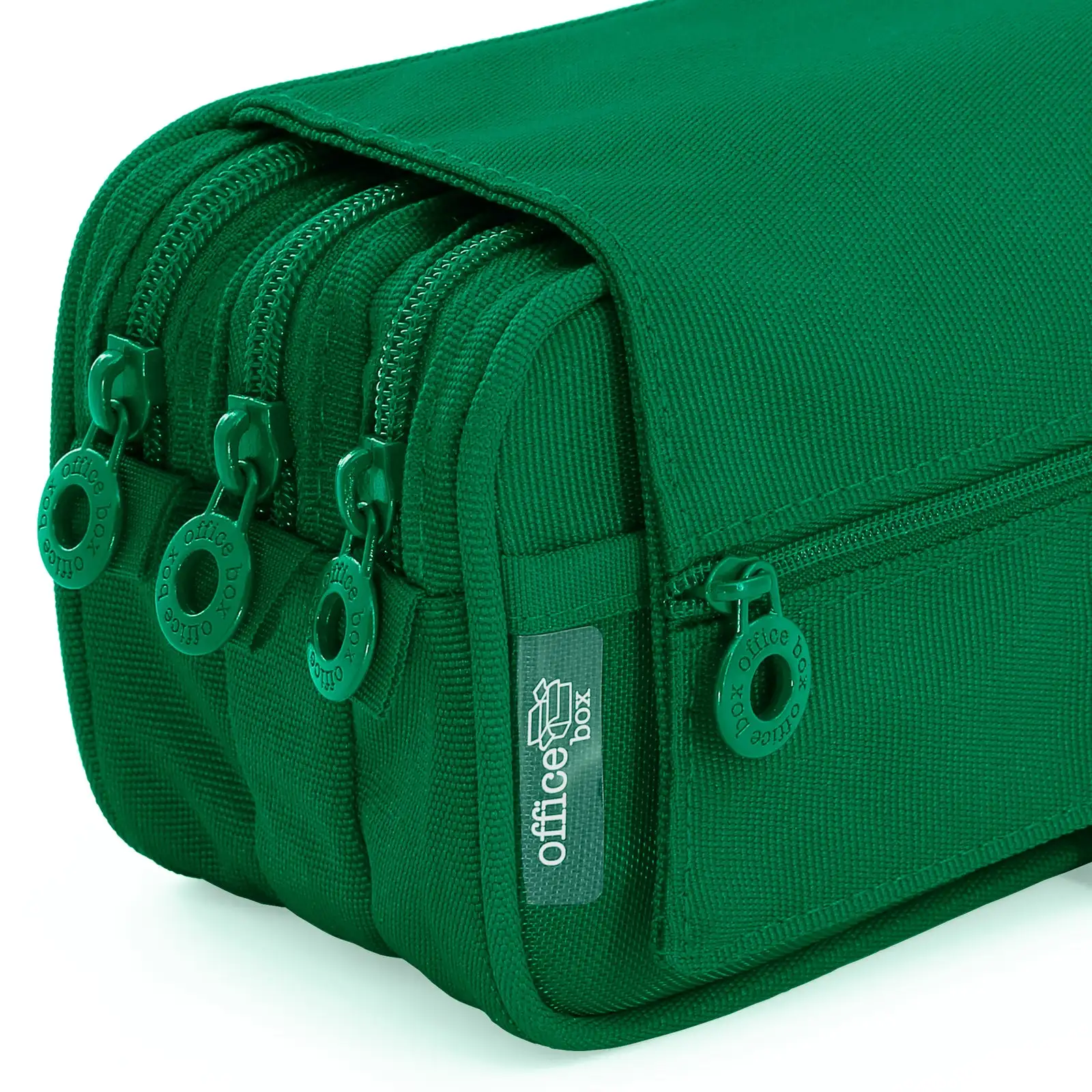 Estuche Escolar Triple Portatodo de Alta Capacidad con Tres Cremalleras. Verde - Imagen 2