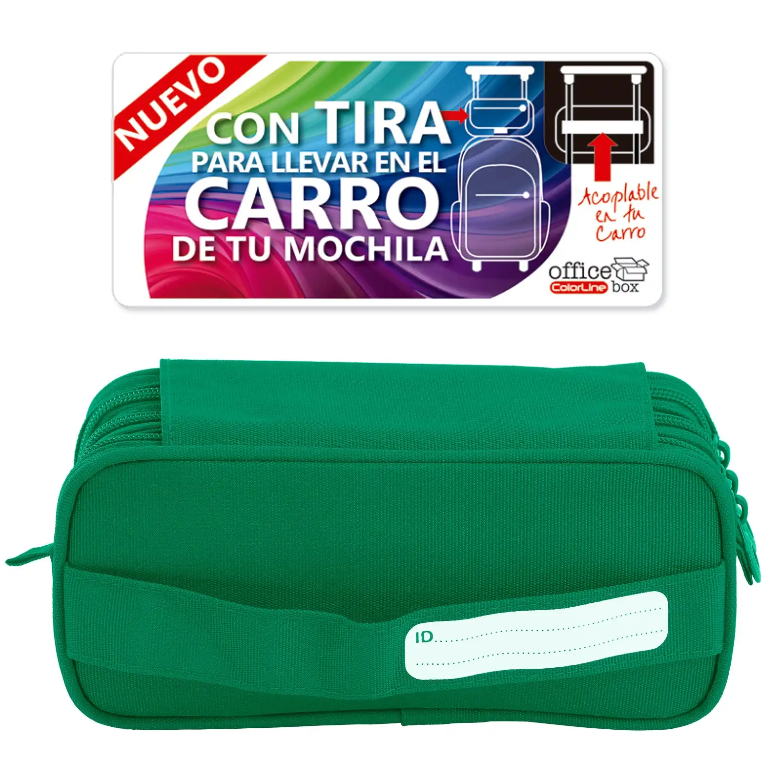 Estuche Escolar Triple Portatodo de Alta Capacidad con Tres Cremalleras. Verde - Imagen 6