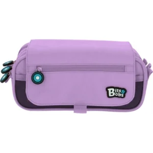 Estuche Escolar color Lavanda con tres compartimentos y solapa bits& Bobs 23x10x10cm , para organizar tu Material Escolar