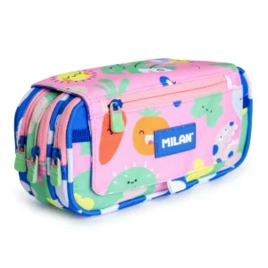 Estuche Portatodo Triple con Cuatro Cremalleras para Material Escolar. Milan Green Grow