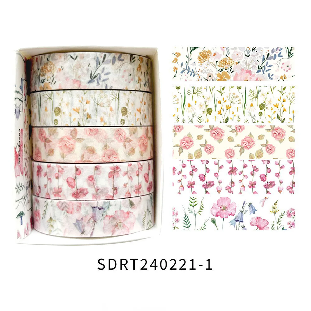 Cinta Decorativa Romántica con Diseño Floral en Caja, Cinta Washi Decorativa para agendas, libros y decoración de bullet journal - Imagen 26