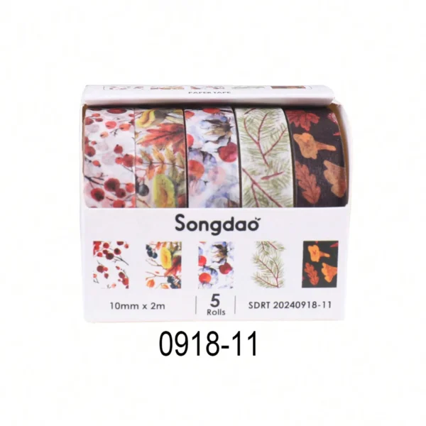 Cinta Decorativa Romántica con Diseño Floral en Caja, Cinta Washi Decorativa para agendas, libros y decoración de bullet journal
