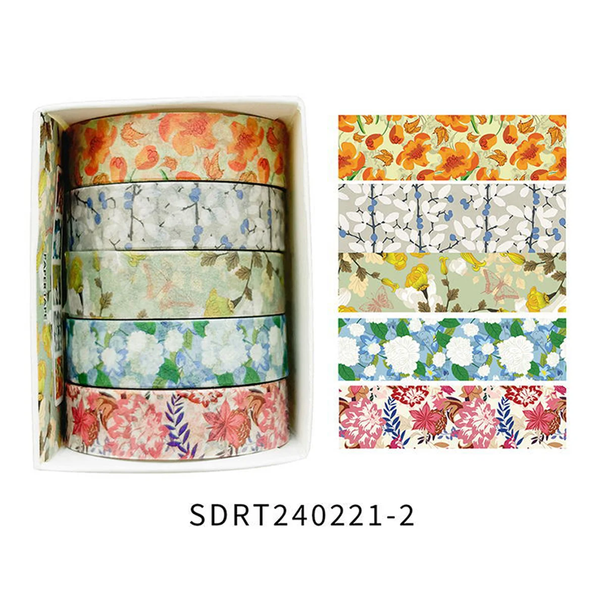 Cinta Decorativa Romántica con Diseño Floral en Caja, Cinta Washi Decorativa para agendas, libros y decoración de bullet journal - Imagen 28
