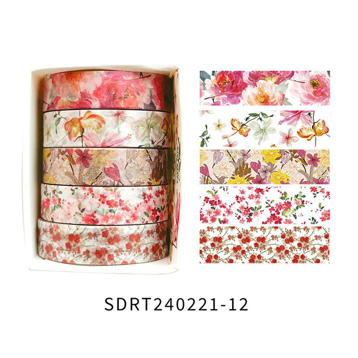 Cinta Decorativa Romántica con Diseño Floral en Caja, Cinta Washi Decorativa para agendas, libros y decoración de bullet journal - Imagen 9