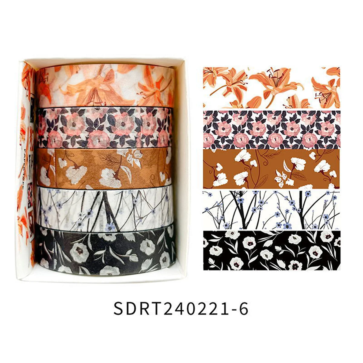 Cinta Decorativa Romántica con Diseño Floral en Caja, Cinta Washi Decorativa para agendas, libros y decoración de bullet journal - Imagen 20