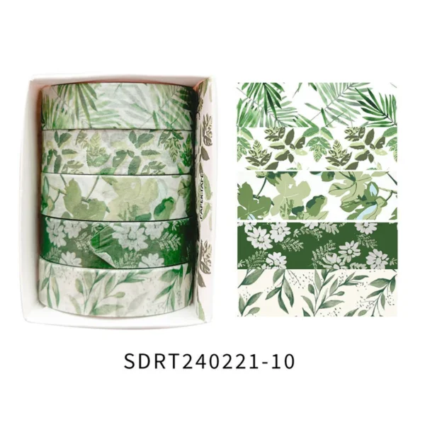 Cinta Decorativa Romántica con Diseño Floral en Caja, Cinta Washi Decorativa para agendas, libros y decoración de bullet journal