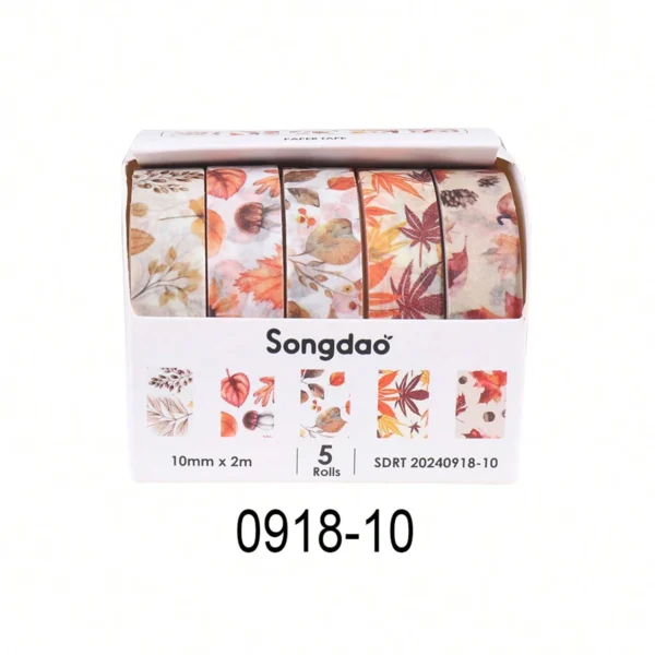 Cinta Decorativa Romántica con Diseño Floral en Caja, Cinta Washi Decorativa para agendas, libros y decoración de bullet journal