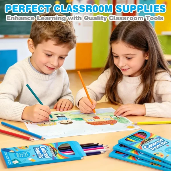 Lápices de Colores preafilados en 12 Colores para niños y niñas, Material Escolar