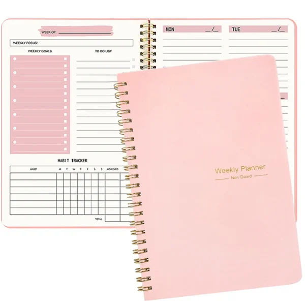 Agenda planificadora de 52 semanas, planificador semanal Kawaii (en inglés), NOTEBOOK, cuaderno de notas de 52 hojas, 104 páginas, grosor de papel, 100GSM