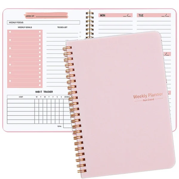 Agenda planificadora de 52 semanas, planificador semanal Kawaii (en inglés), NOTEBOOK, cuaderno de notas de 52 hojas, 104 páginas, grosor de papel, 100GSM