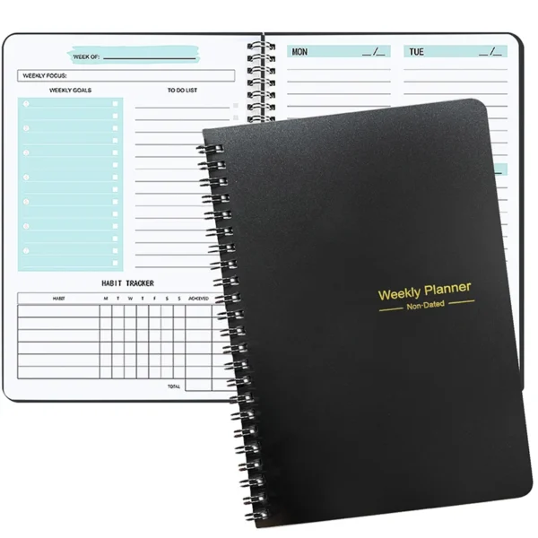 Agenda planificadora de 52 semanas, planificador semanal Kawaii (en inglés), NOTEBOOK, cuaderno de notas de 52 hojas, 104 páginas, grosor de papel, 100GSM