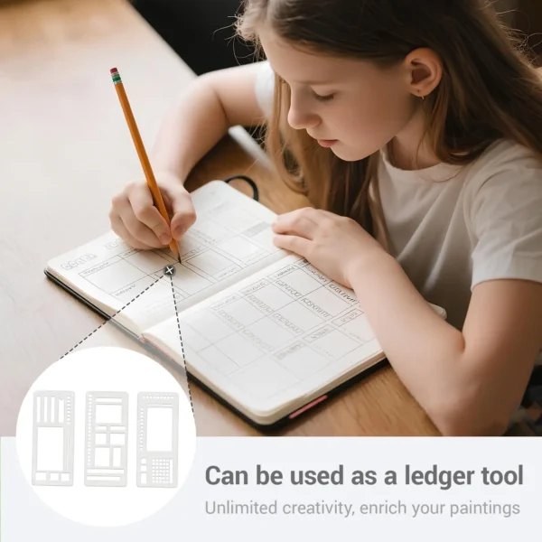 3 plantillas de registro flexibles: plantillas reutilizables para diario, álbumes de recortes, diario de balas y bocetos