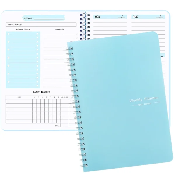 Agenda planificadora de 52 semanas, planificador semanal Kawaii (en inglés), NOTEBOOK, cuaderno de notas de 52 hojas, 104 páginas, grosor de papel, 100GSM